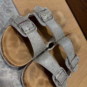 Nicole Miller silver rhinestone sandals size 8 #glamour #summer